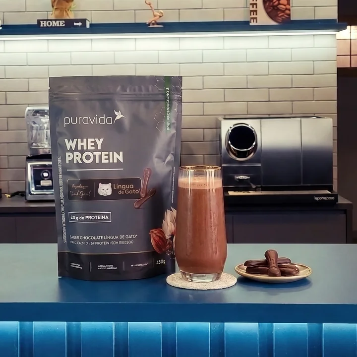 Whey Protein Isolado Chocolate Língua de Gato PuraVida
