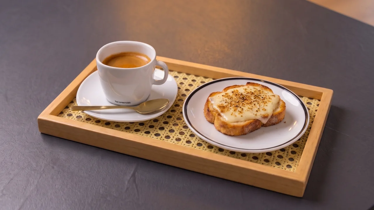 Café e torrada na cafeteria da Vital Store